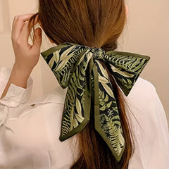 2pcs Green & Skinny Scarf Long Ribbon Neckerchief Twilly Scarf Set