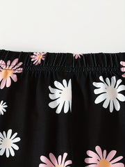 Girls Tiny Daisy Print Stretchy Leggings Ankle Length