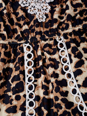 Leopard Lace Trim Cami Rompers Jumpsuits for Toddler Girls
