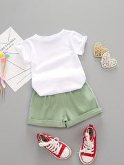 Baby Watermelon Print Summer Suit Round Neck T-shirt & Shorts Set
