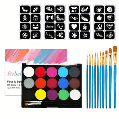 15-color Water Soluble Body Paint - Quick Drying Fluorescent Colors