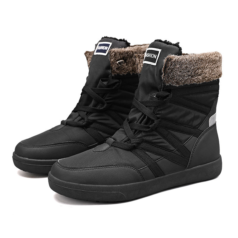 Men's High Top Snow Boots Winter Warm Fleece Non Slip Lace Up