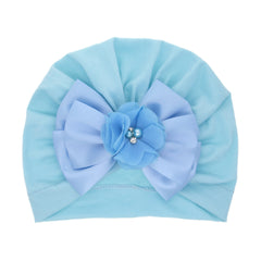 Baby Girls Bow Turban Cap With Faux Pearl Decorative Accessories