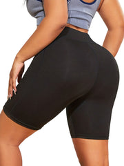 Women's Plus Size High Waisted Biker Shorts with Phone Pocket