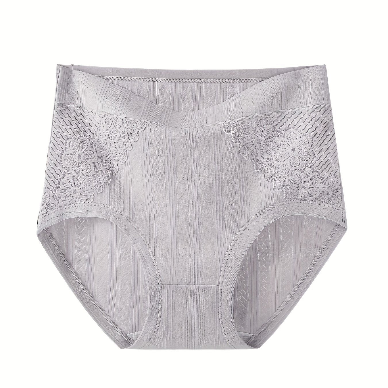 Casual Underwear Women's Plus Plain Lace Ribbed Underwear