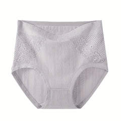 Casual Underwear Women's Plus Plain Lace Ribbed Underwear