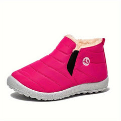 Girl's Solid Snow Boots Cozy Non-slip Ankle Boots Plush Winter Shoes