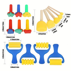 39pcs Paint Sponges for Kids Early Learning Toddler Sponge Brushes Stamps Foam