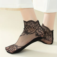 Floral Lace Short Socks Breathable Ruffle Stockings