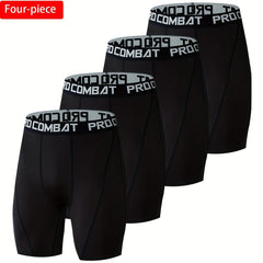 4pcs Men's Compression Boxers Quick Dry for Sports Gym