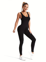 Solid Sexy Seamless Yoga One Piece Backless Jumpsuit