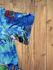Men's Hawaiian Shirt Skull & Tropical Leaf Print - Summer Vacation Wear