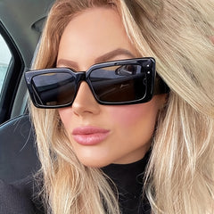 Y2K Rectangle Sunglasses Rivet Candy UV400 Sun Shades Beach Travel