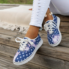 Women's Tie Dye StarPattern Skate Shoes Lightweight Non-Slip Board Shoes