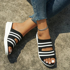 Striped Pattern Slippers Thick Bottom Sandals