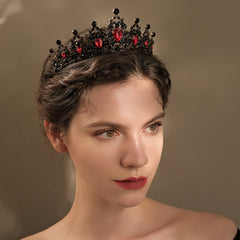 Red Crystal Queen Crown Wedding Tiara For Bride Birthday Quinceanera
