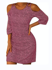 Cold Shoulder Crew Neck Dress Half Sleeve Casual Dress
