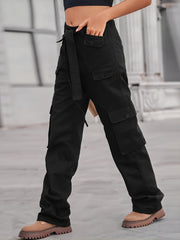 Baggy Cargo Pants Loose Fit Non Stretch With Belt Jeans