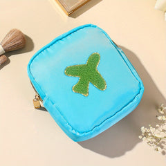 Preppy Embroidered Patch Makeup Pouch