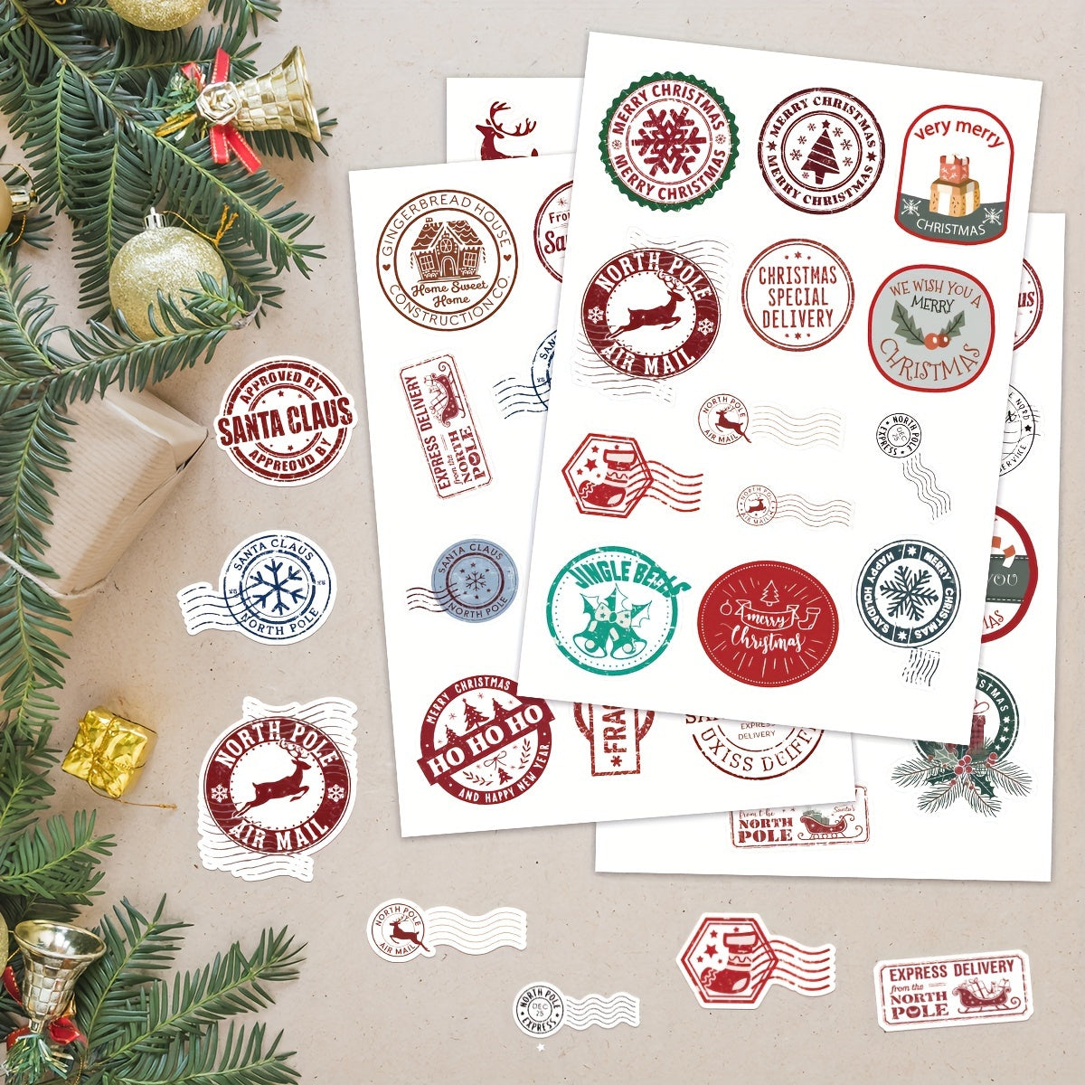 50pcs Christmas Vintage Santa Claus Stickers Party Sealing Stick