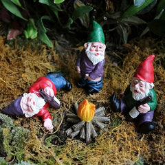 4pcs Gnome Figurines Fairy Garden Dwarf Resin Statue Micro Landscape Decor