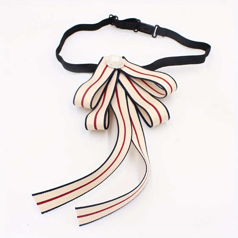 Striped Ribbon Khaki Bow Tie Pre-tied Neckties
