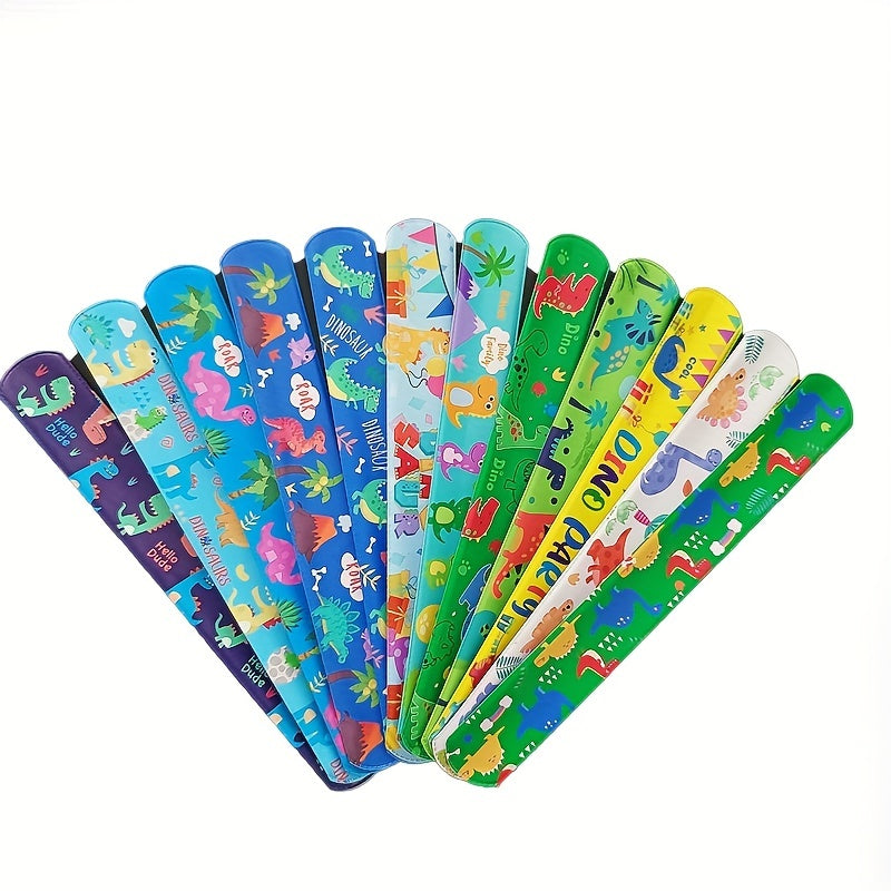 12pcs Dinosaur Slap Bracelets Kids Party Favors Boys Girls Birthday