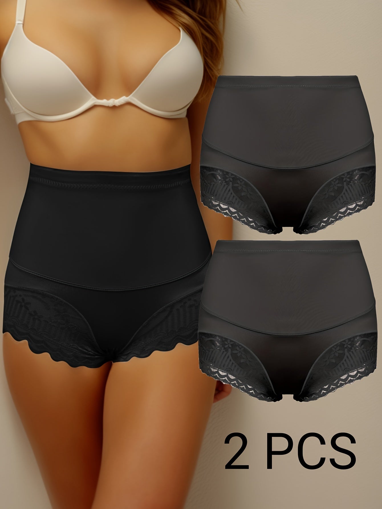 Lace Stitching Briefs Comfy Stretchy Panties Women's Lingerie