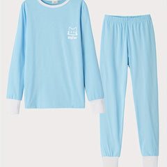 Kid's 2pcs Cat Cartoon PJ Set MY FAV Print Loungewear