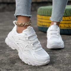 Solid Breathable Heighten Chunky Sneakers Casual Running Shoes