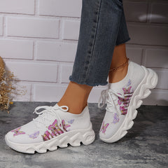 Breathable Butterfly Print Non-slip Running Shoes Lightweight Outdoor Sneakers
