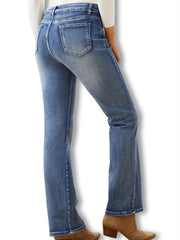 Floral Embroidery Flared Leg Jeans