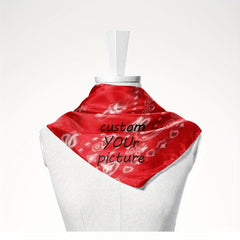 Personalized Square Scarf with Your Photo Logo, Soft Polyester Fiber