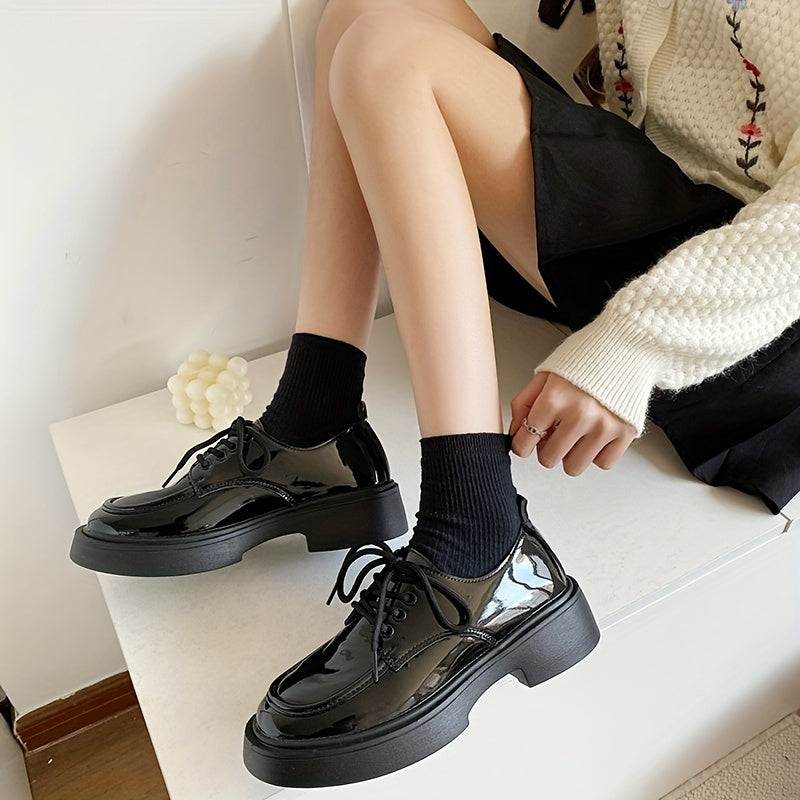 Women's Platform Loafers Lace Up Casual Shoes