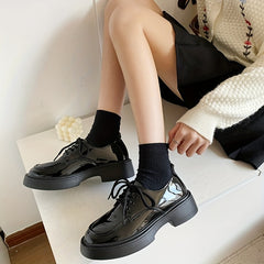 Women's Platform Loafers Lace Up Casual Shoes