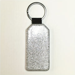 10pcs Sublimation PU Leather Glitter Keychain Single Side Printing