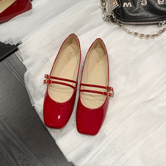 Women's Square Toe Double Buckle Mary Jane Shoes