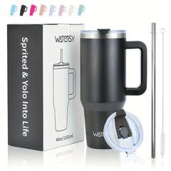 WATERSY 30oz 40oz Stainless Steel Travel Mug with Straw Lid & Handle