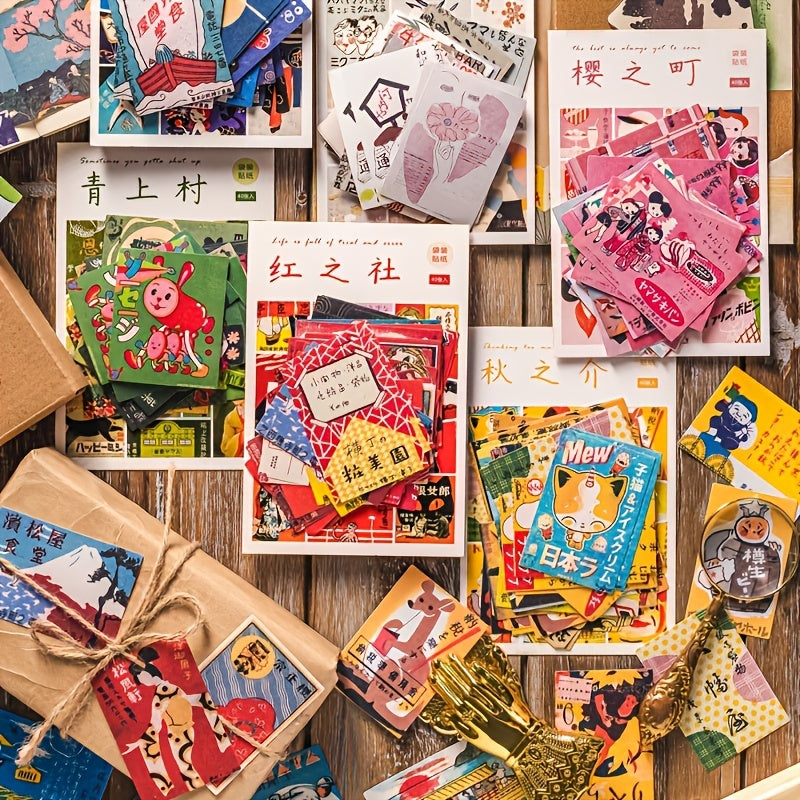 40pcs Japanese Style Stickers Pack DIY Scrapbooking Crafts