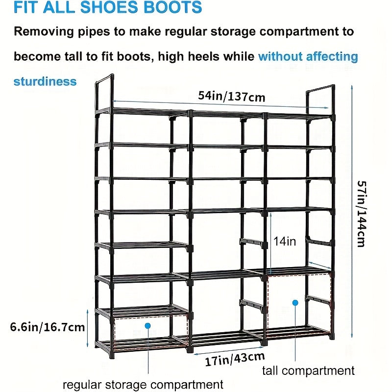 8 Layer Stackable Shoe Storage Rack, Detachable and Expandable