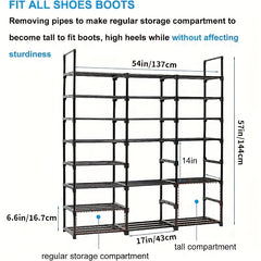 8 Layer Stackable Shoe Storage Rack, Detachable and Expandable