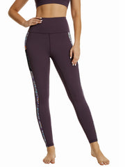 Leopard Print Yoga Leggings with Mesh Pockets Tummy Control