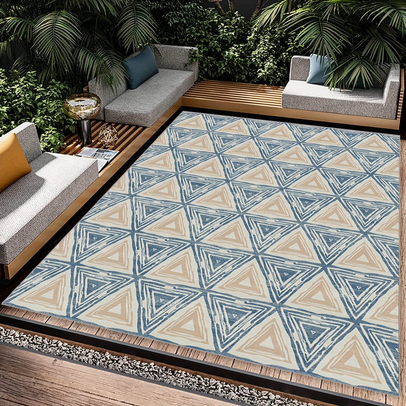 Soft Geometric Carpet Floor Mat for Living Room Bedroom - Machine Washable