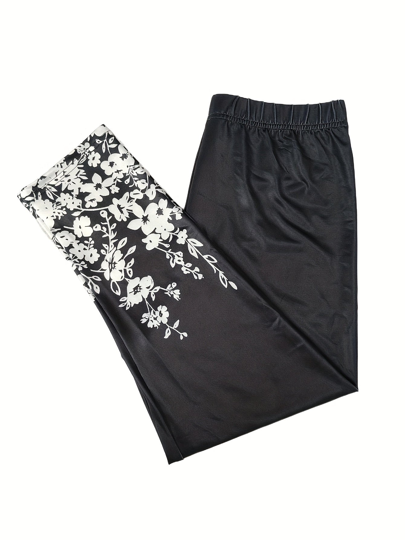 Floral Print Skinny Cropped Leggings Stretchy Leggings Women's Clothing