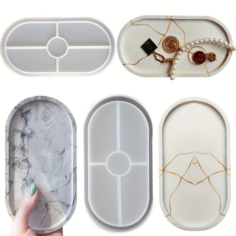 Oval Tray Cement Silicone Molds DIY Flower Pot Concrete Plaster Mould
