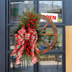 Christmas Pine Needle Red Fruit Wheel Wreath