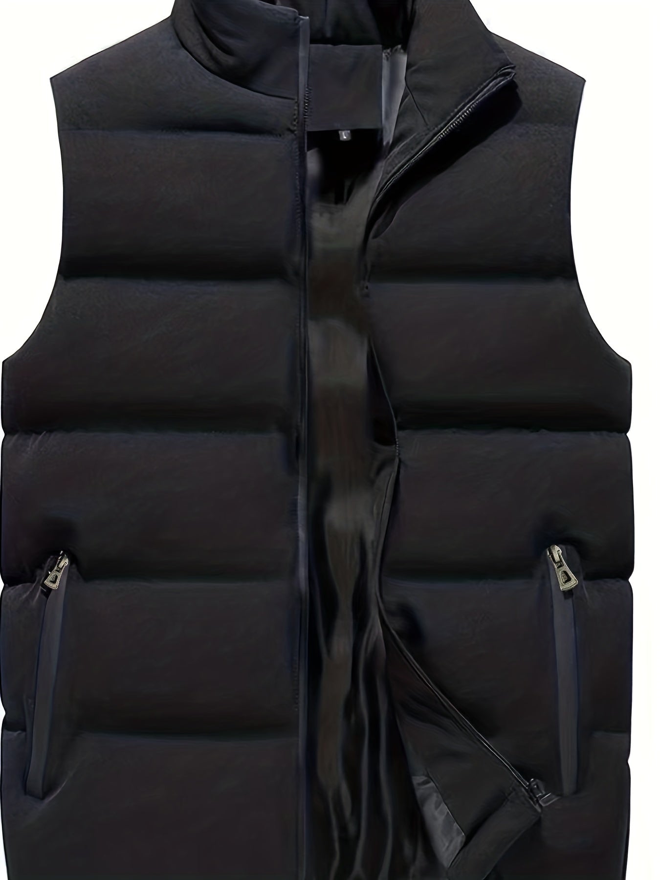 Unisex Winter Vest Men's Zipper Pockets Stand Collar Zip Up Vest
