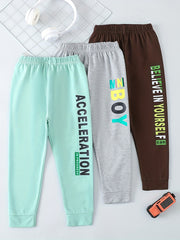 Boys Cartoon Sweatpants Set with Sun Car and Dinosaur Print