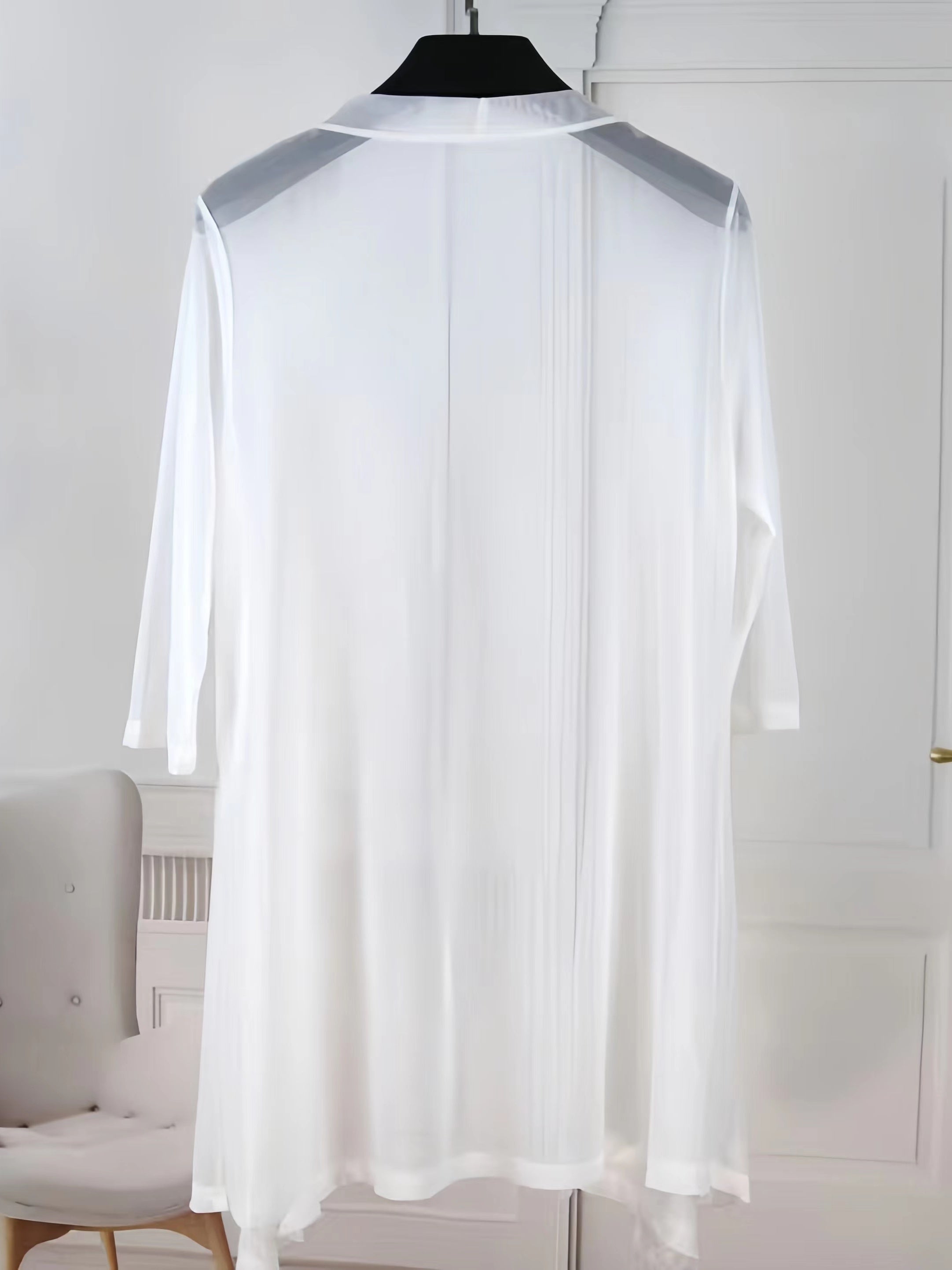 Sheer Mesh Open Front Cover Up 3/4 Sleeve Cardigan Beach Coverup