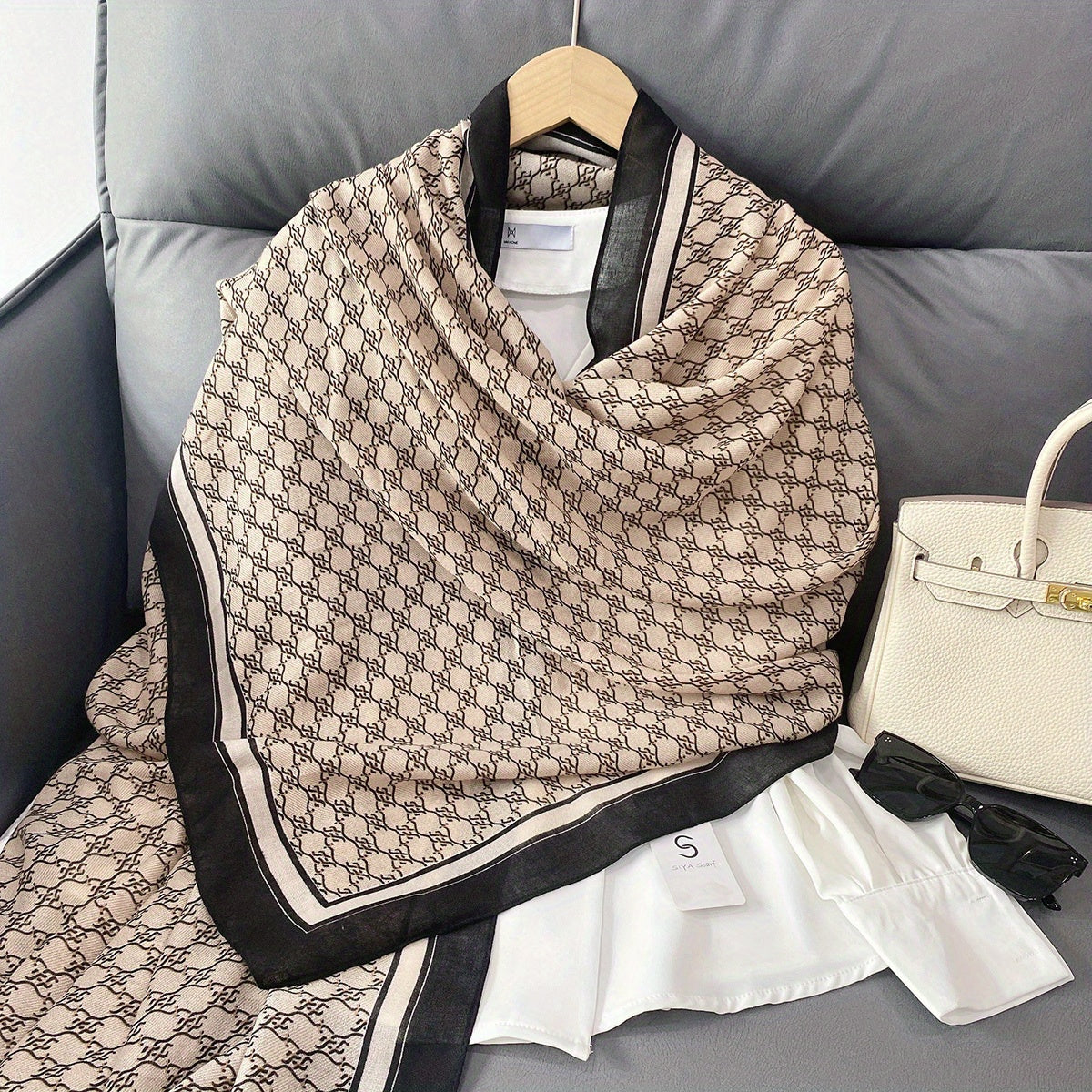 Large Geometric Pattern Print Scarf Casual Shawl